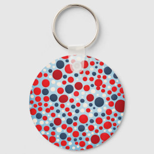 Red Blue Polka Dot Pattern Key Ring