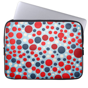 Red Blue Polka Dot Pattern Laptop Sleeve