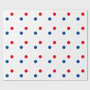 Red Blue Polka Dots White Custom Color Holiday Wrapping Paper