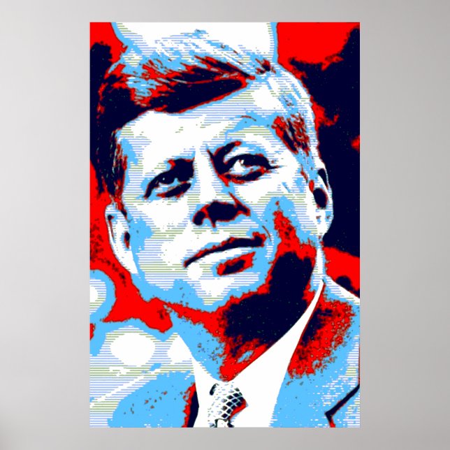 Red Blue Pop Art JFK John F. Kennedy Poster (Front)