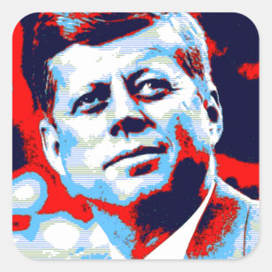 Red Blue Pop Art JFK John F. Kennedy Square Sticker