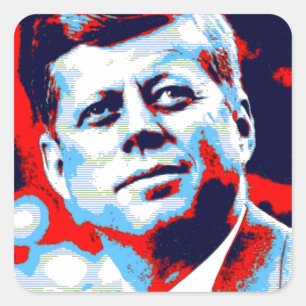 Red Blue Pop Art JFK John F. Kennedy Square Sticker