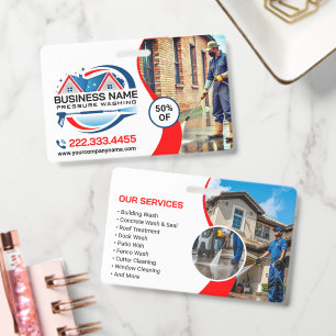 Red Blue Power Wash House Cleaning Services ID Badge