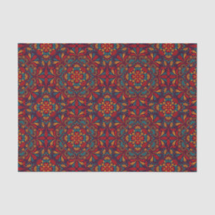 Red blue purple kaleidoscope pattern tissue paper