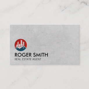 Red Blue Real Estate Home Logo Business Card
