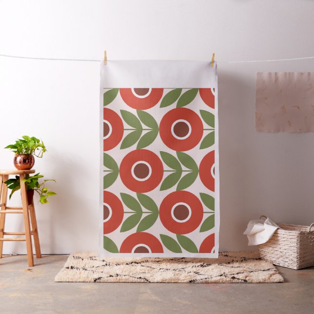 Red,blue,retro,flower pattern,vintage,Scandinavian Fabric (In Situ)
