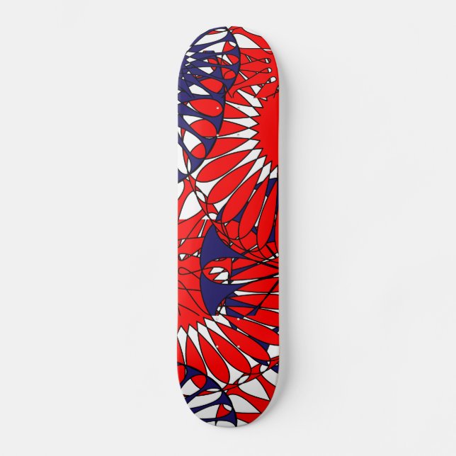 Red Blue Retro Pattern Skateboard (Front)