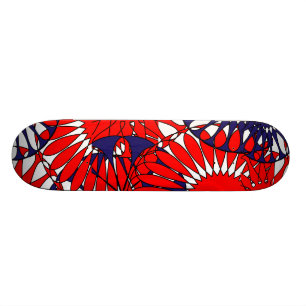 Red Blue Retro Pattern Skateboard