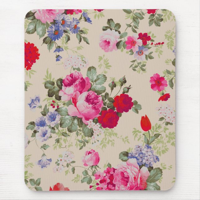 Red & Blue Roses Flower Collage Mouse Mat (Front)