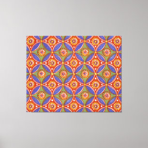 Red Blue Rustic Colourful Circle Egypt Art Pattern Canvas Print