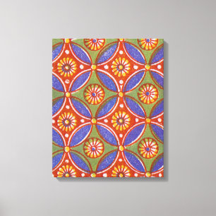Red Blue Rustic Colourful Circle Egypt Art Pattern Canvas Print