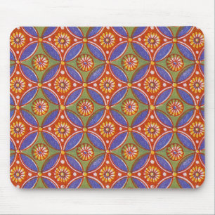 Red Blue Rustic Colourful Circle Egypt Art Pattern Mouse Mat