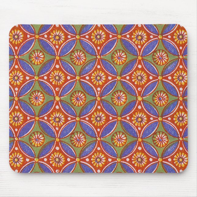 Red Blue Rustic Colourful Circle Egypt Art Pattern Mouse Mat (Front)