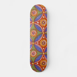 Red Blue Rustic Colourful Circle Egypt Art Pattern Skateboard