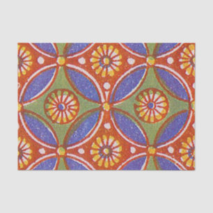 Red Blue Rustic Colourful Circle Egypt Art Pattern Tissue Paper