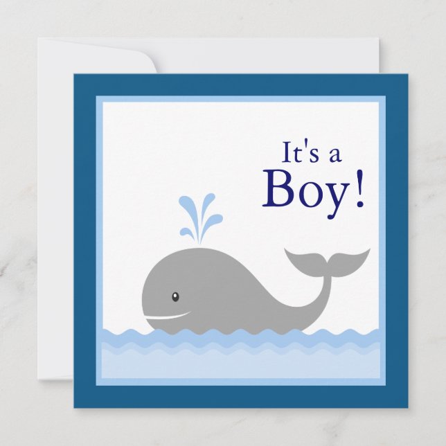 Red Blue Sailboat Whale Baby Boy Shower Invitation (Front)