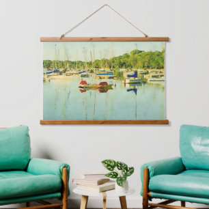 Red Blue Sailboats on Lake Harriet Accent Hanging Tapestry