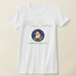 Red Blue Santa Matching Unique Christmas Womens T-Shirt