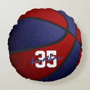 red blue school colours boys girls basketball deco round cushion