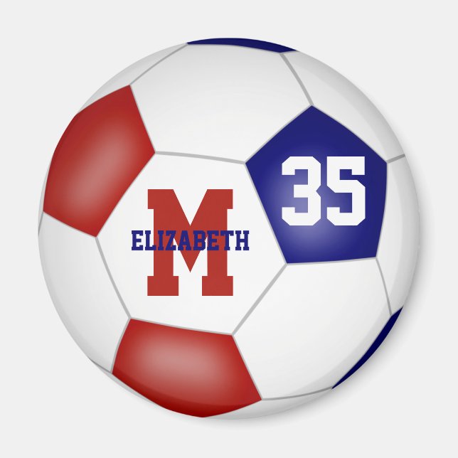 red blue school colours kids soccer team gifts magnet (Front)