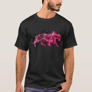 Red + Blue Smokey Leopard on a Black Short Sleeve T-Shirt