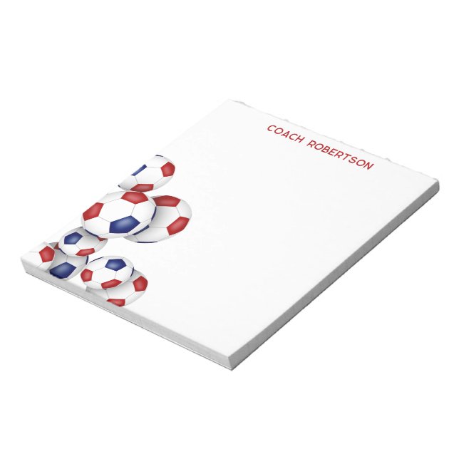 red blue soccer balls accent custom name notepad (Rotated)