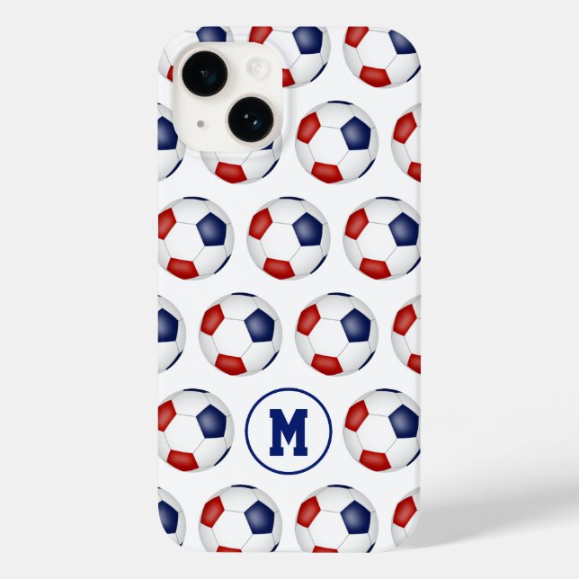 red blue soccer balls sports pattern Case-Mate iPhone case (Back)