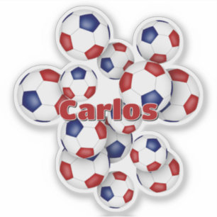 red blue soccer balls sticker w athlete name