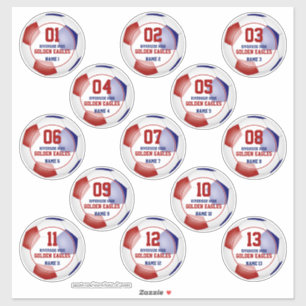 red blue soccer team colours set of 13 custom