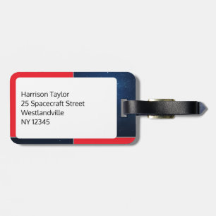 Red Blue Space Themed Personalised Luggage Tag