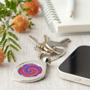 Red & Blue Spiral by Kenneth Yoncich Key Ring