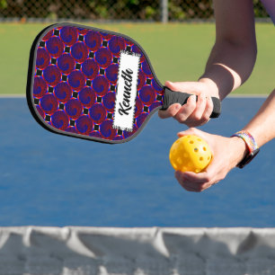 Red & Blue Spiral by Kenneth Yoncich Pickleball Paddle