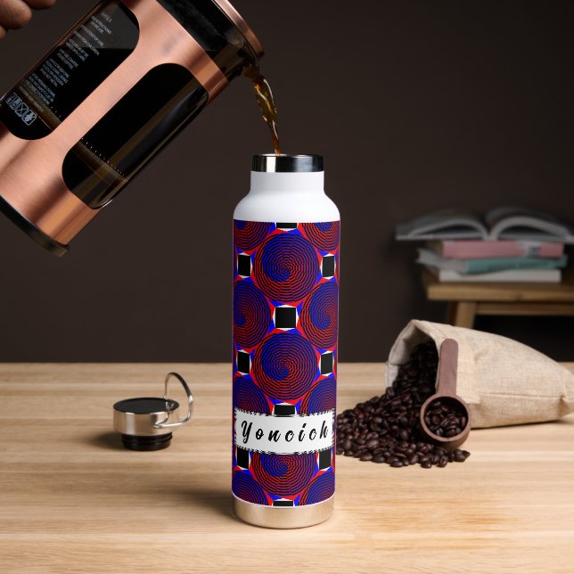 Red & Blue Spiral by Kenneth Yoncich Water Bottle (Coffee)