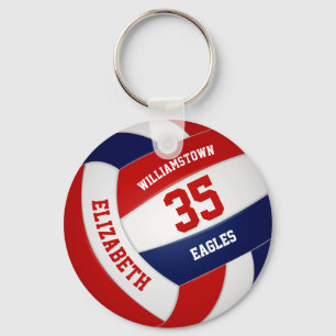 red blue sports team colours volleyball player key ring