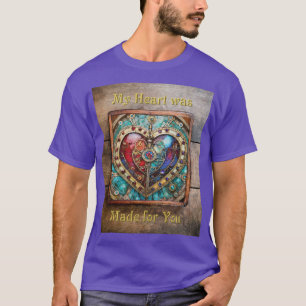 Red & Blue Stained Glass Heart Steampunk Series T-Shirt