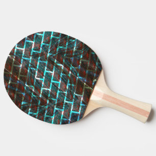 Red blue stained, scratches, grid or brick effect? ping pong paddle