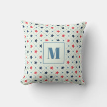 Red Blue Star Dot Line Geometric Pattern Monogram