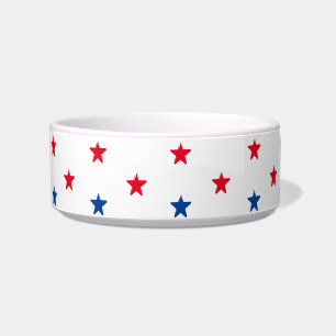 Red, Blue stars, american pattern dog Pet ceramic Bowl