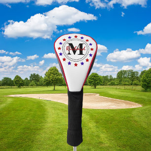 Red Blue Stars Monogram Golf Head Cover