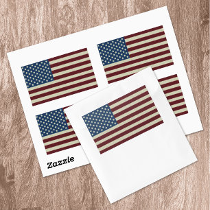 Red & Blue Stars & Stripes American Flags USA Rectangular Sticker