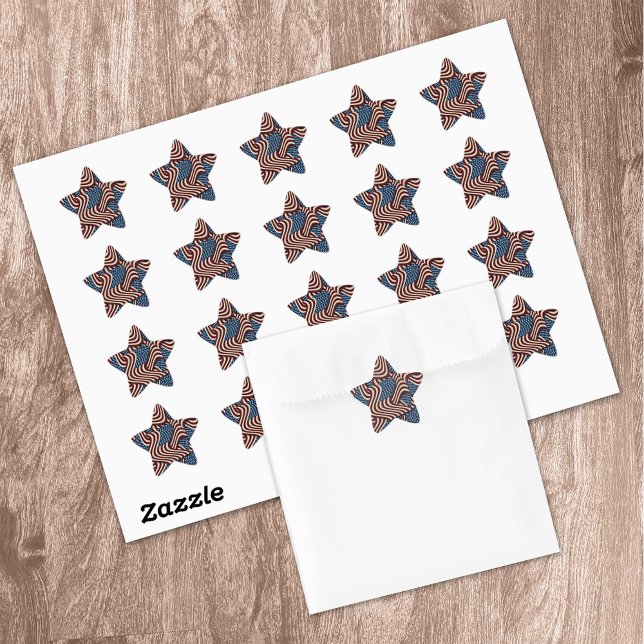 Red & Blue Stars & Stripes USA American Flags Star Sticker (Creator Uploaded)