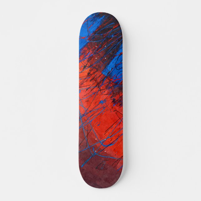 Red Blue Static Grunge Skateboard (Front)