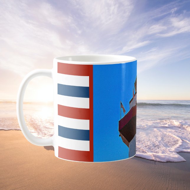 Red & Blue Striped Hilton Head Lighthouse Coffee Mug (Creator Uploaded)