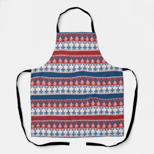 Red Blue Striped Norwegian Pattern  Apron