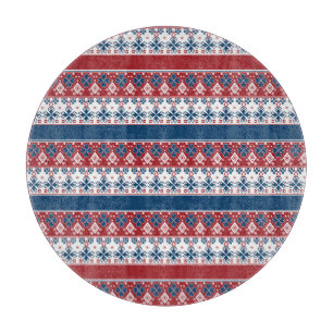 Red Blue Striped Norwegian Pattern Cutting Board