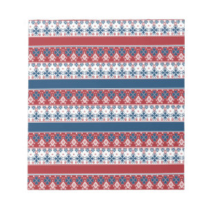 Red Blue Striped Norwegian Pattern Notepad