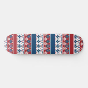Red Blue Striped Norwegian Pattern  Skateboard