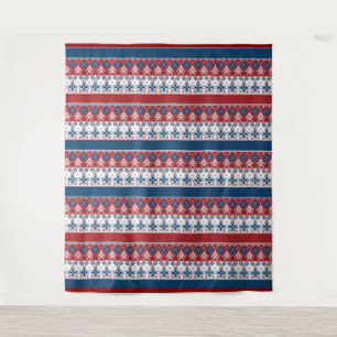 Red Blue Striped Norwegian Pattern Tapestry