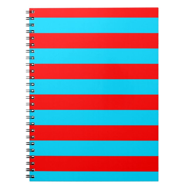 Red Blue Stripes Design Notebook (Front)