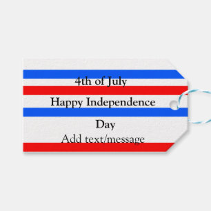 Red blue stripes independence day 4th of July  Gift Tags